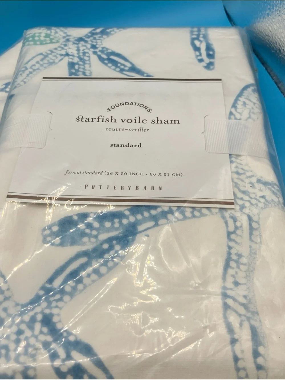 Pottery Barn standard pillow shams set of 2 , cotton , Starfish Coastal Motif